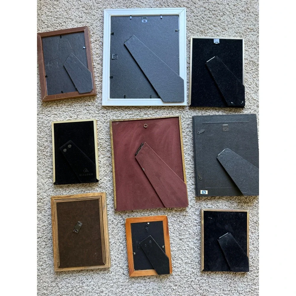 Mixed Lot of 9 Gold tone Picture Frames Vintage Gallery Wall Set